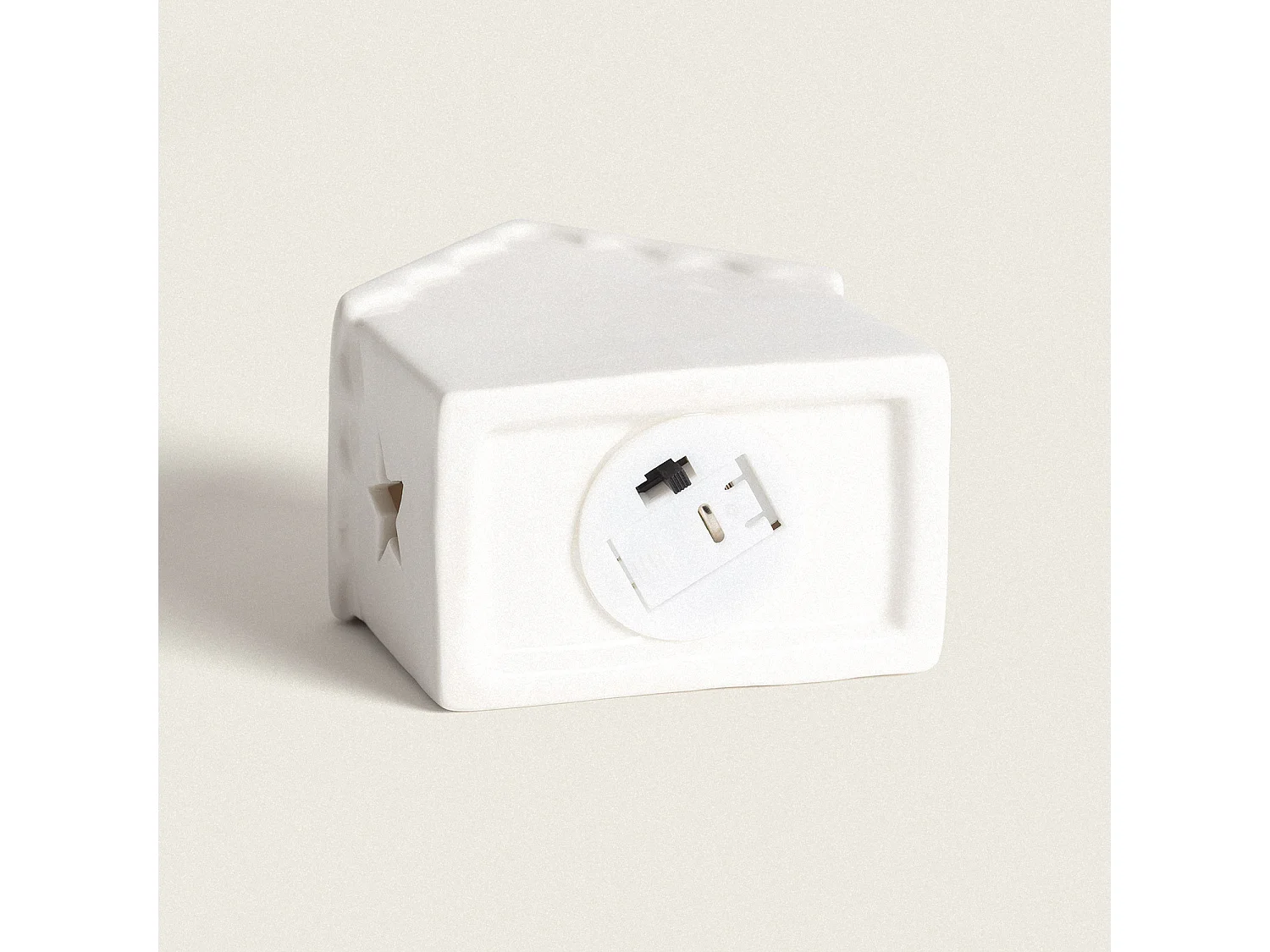 Casetta Natalizia LED Ceramica a Pile Bianca Bianco