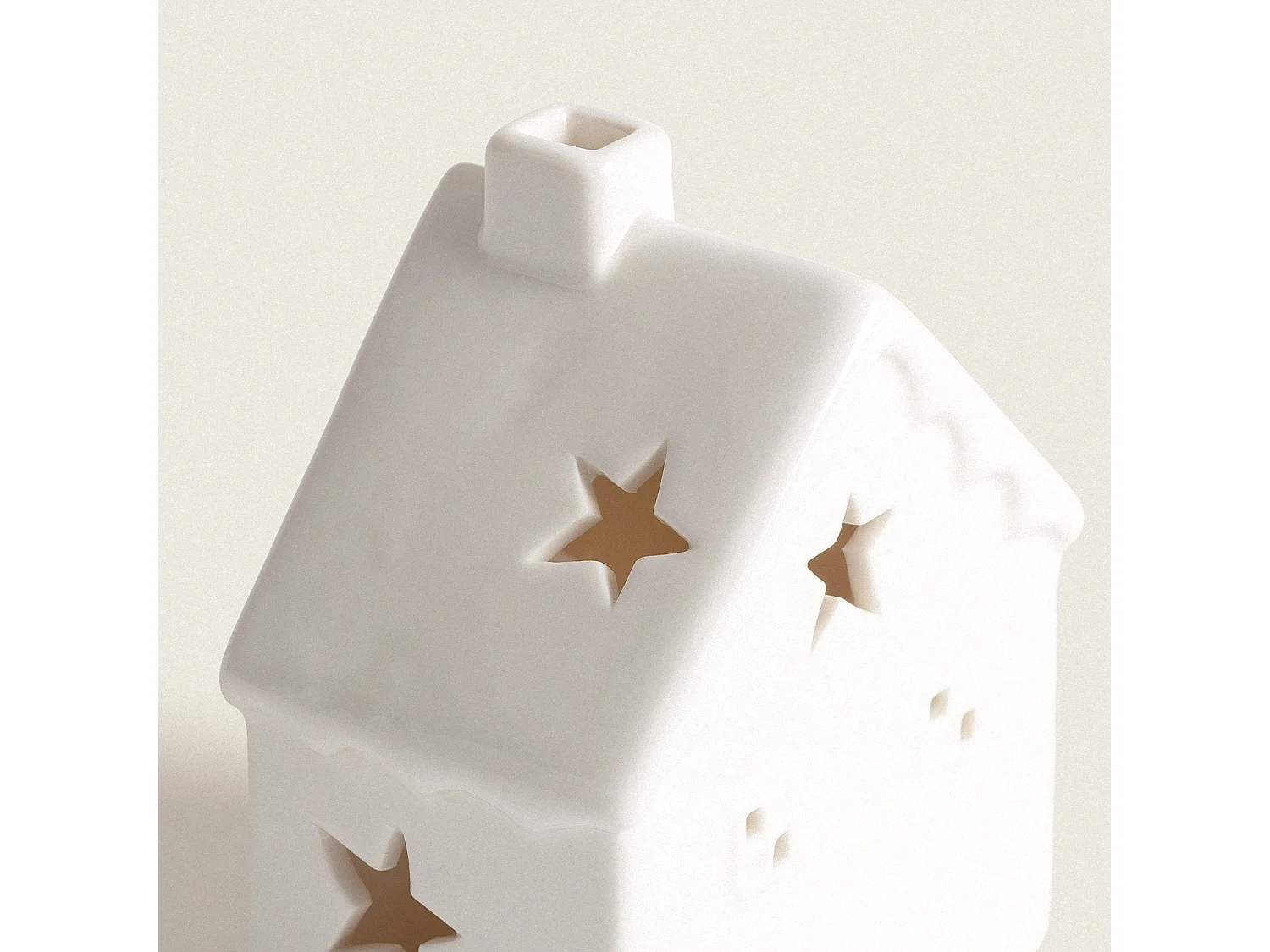 Casetta Natalizia LED Ceramica a Pile Bianca Bianco