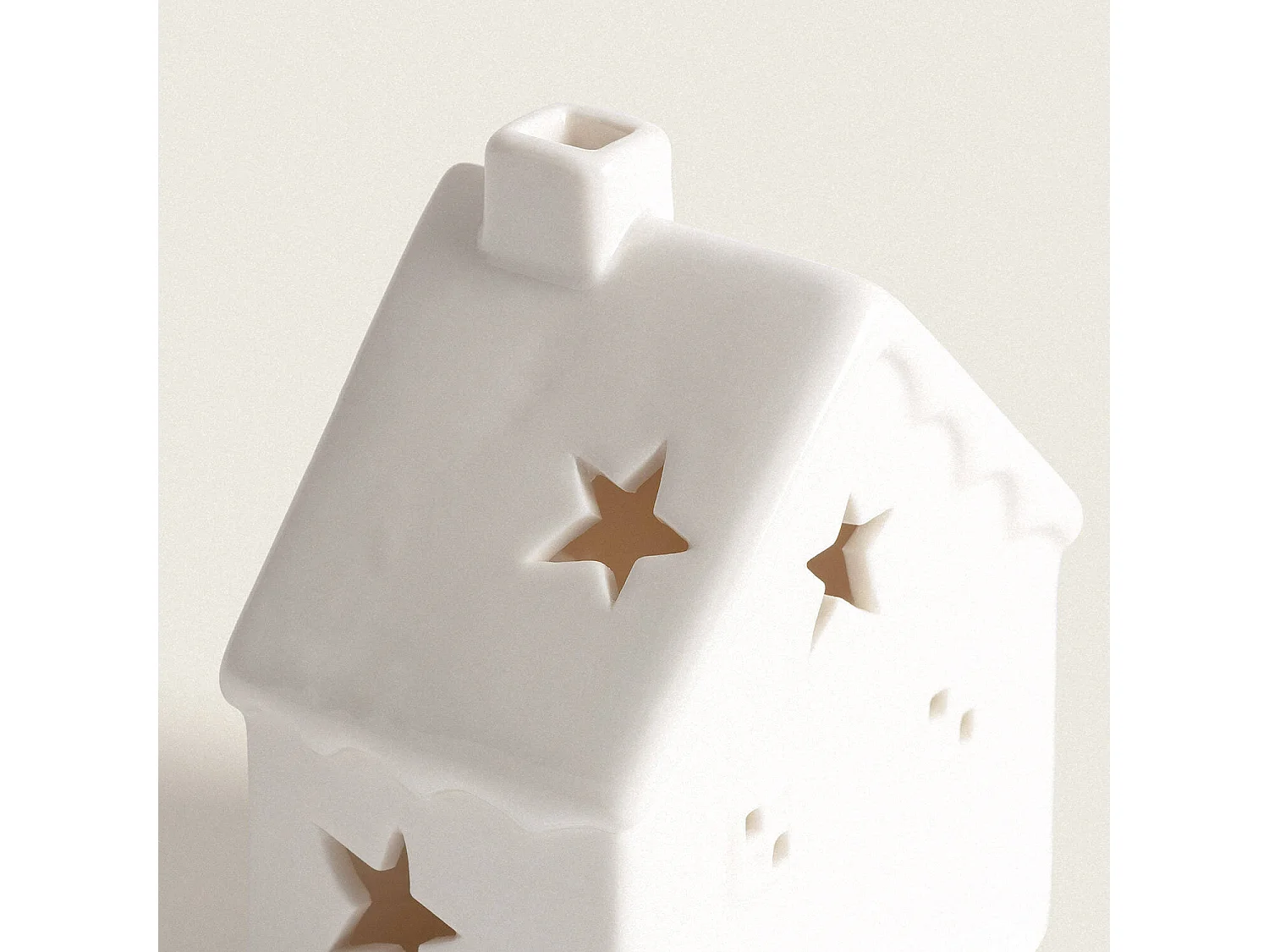 Casetta Natalizia LED Ceramica a Pile Bianca Bianco