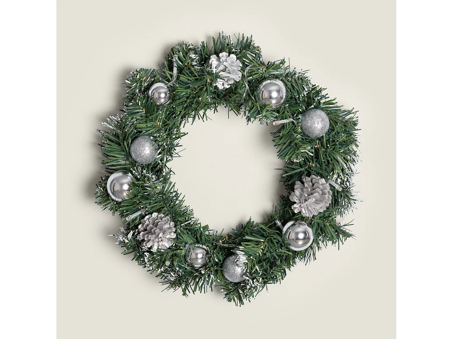 Corona di Natale LED a Pile Ornamenti Argento Karuna Argento