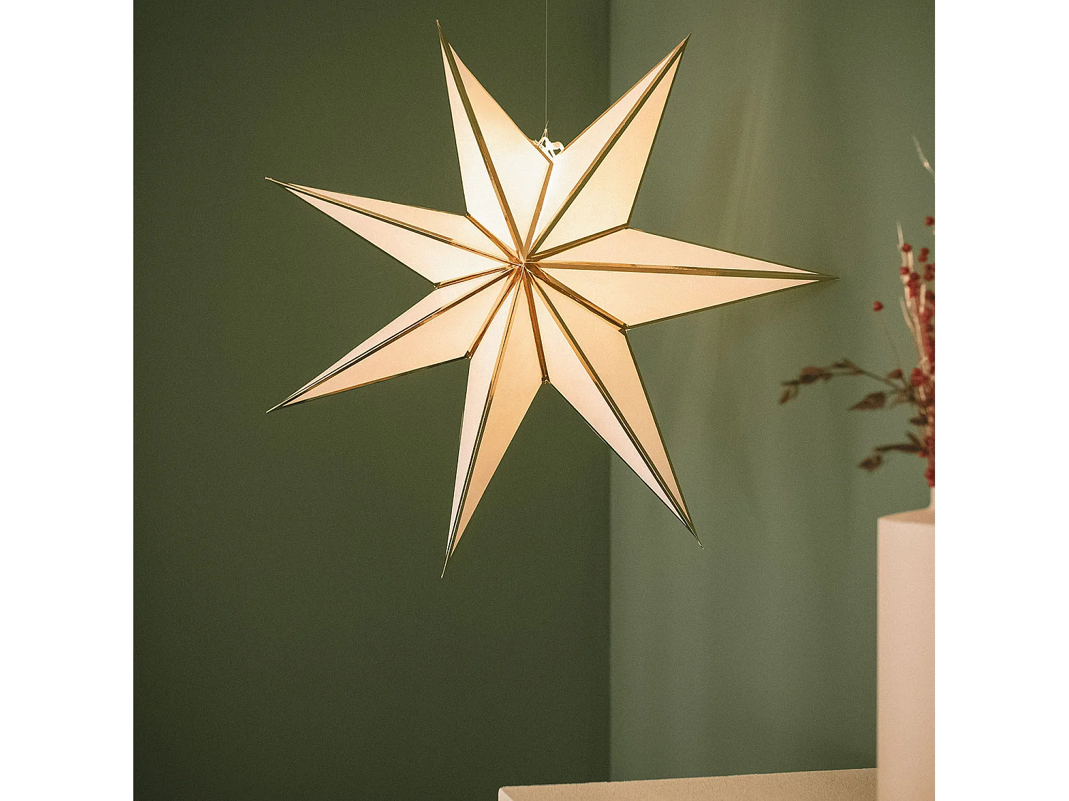 Stella di carta LED a Pile Rigel Bianco - Oro