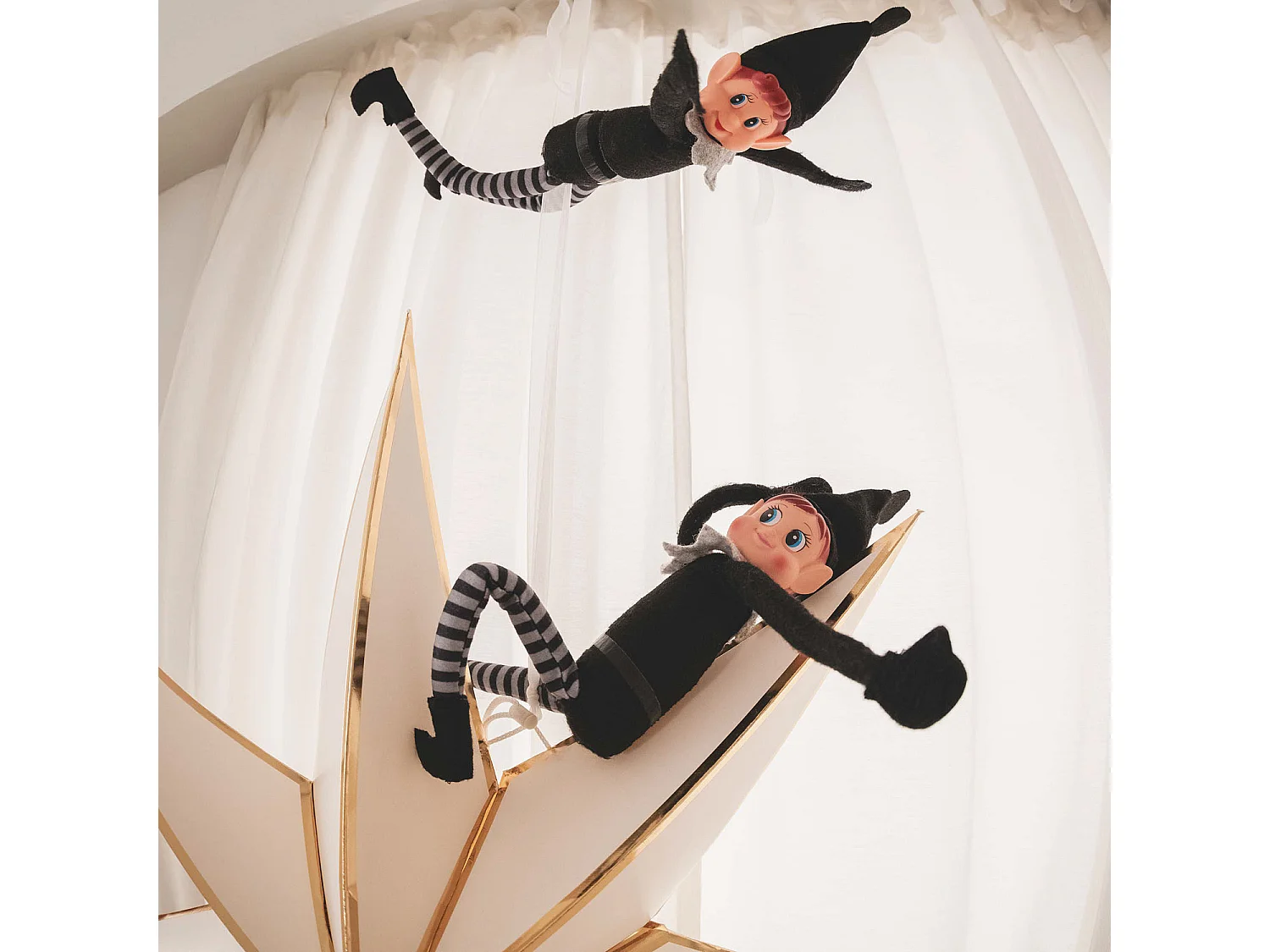 Stella di carta LED a Pile Rigel Bianco - Oro