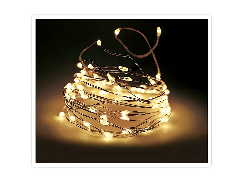 Ghirlanda da Esterno in Filo Metallico LED Batteria 24m Bianco Caldo Bianco Caldo 2700K