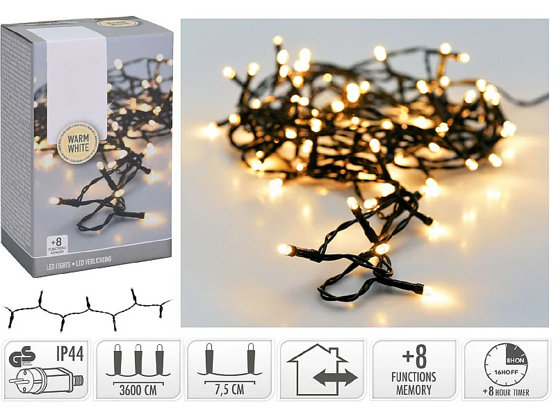 Guirlande LED Extérieure Câble Noir LED Blanc Chaud 36m  Blanc Chaud 2700K