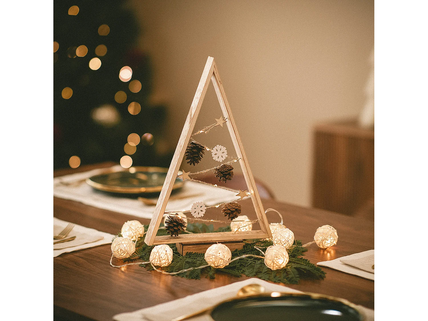 Sapin de Noël LED Golden à Piles Naturel