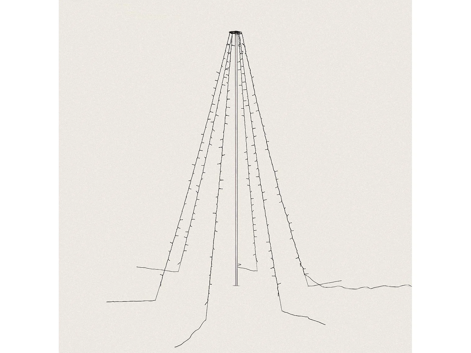 ECD Germany Fahnenmast Lichterkette, 10 Stränge-8m, 360 LED, Warmweiß für Bäume, Schwarz, IP44, Außen, Fahnenstangen Beleuchtung Außenbeleuchtung
