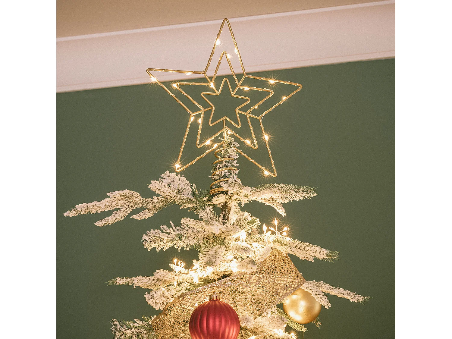 Estrella LED para Árbol de Navidad Metal con Batería Jaione Dorado