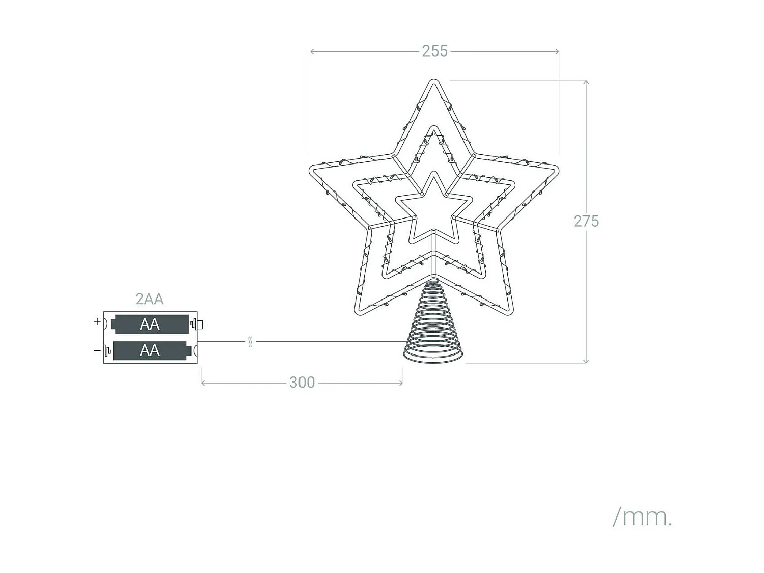 Estrella LED para Árbol de Navidad Metal con Batería Jaione Dorado