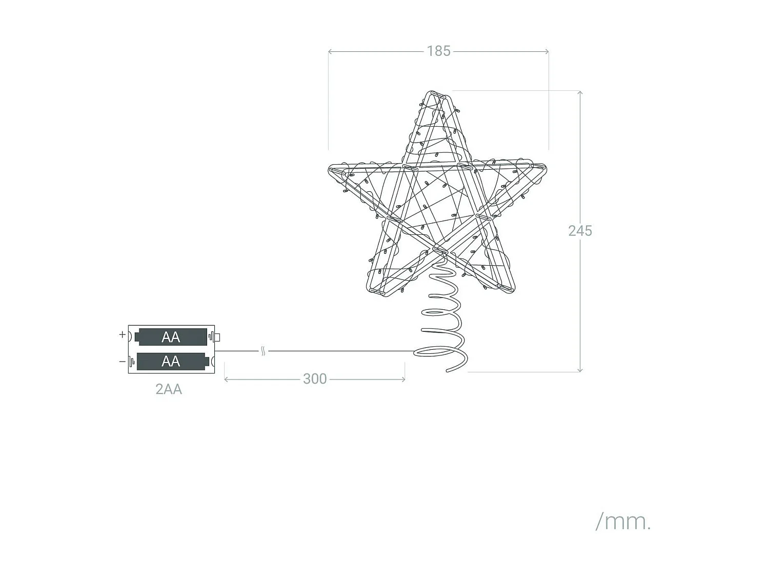 Étoile LED Métal pour  Sapin de Noël à Piles Bellen Doré