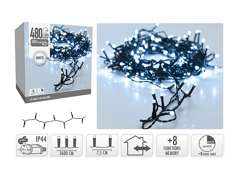 Guirlande LED Extérieure Câble Noir Blanc Froid 36m  Blanc Froid 6000K