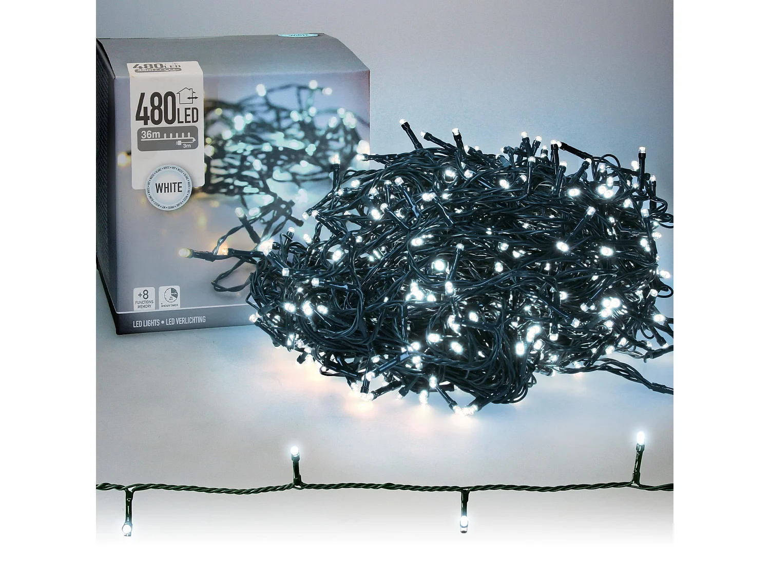 Guirlande LED Extérieure Câble Noir Blanc Froid 36m  Blanc Froid 6000K