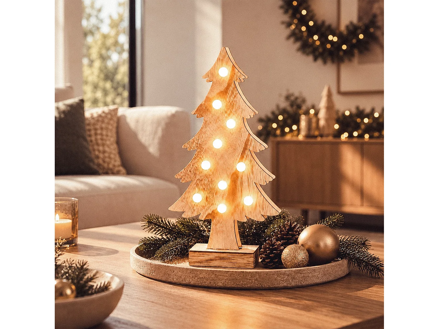 Árbol de Navidad LED Wood con Batería Natural