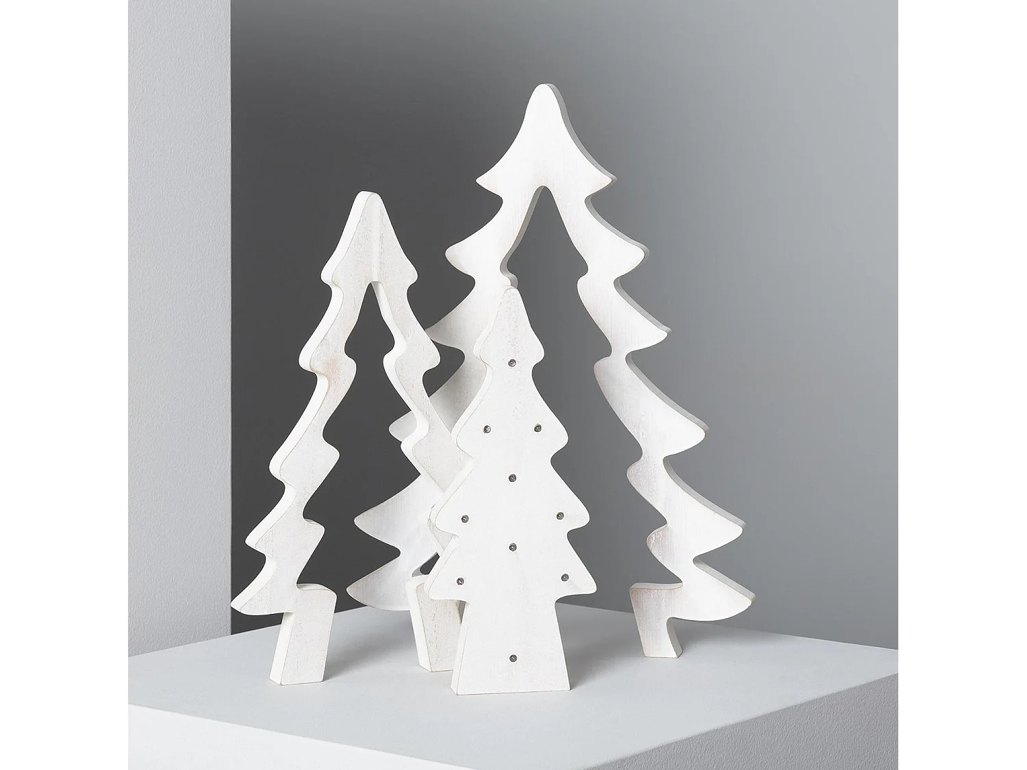 Albero di Natale LED Legno a Pile Kolm Bianco