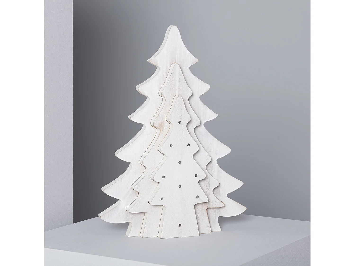 Albero di Natale LED Legno a Pile Kolm Bianco