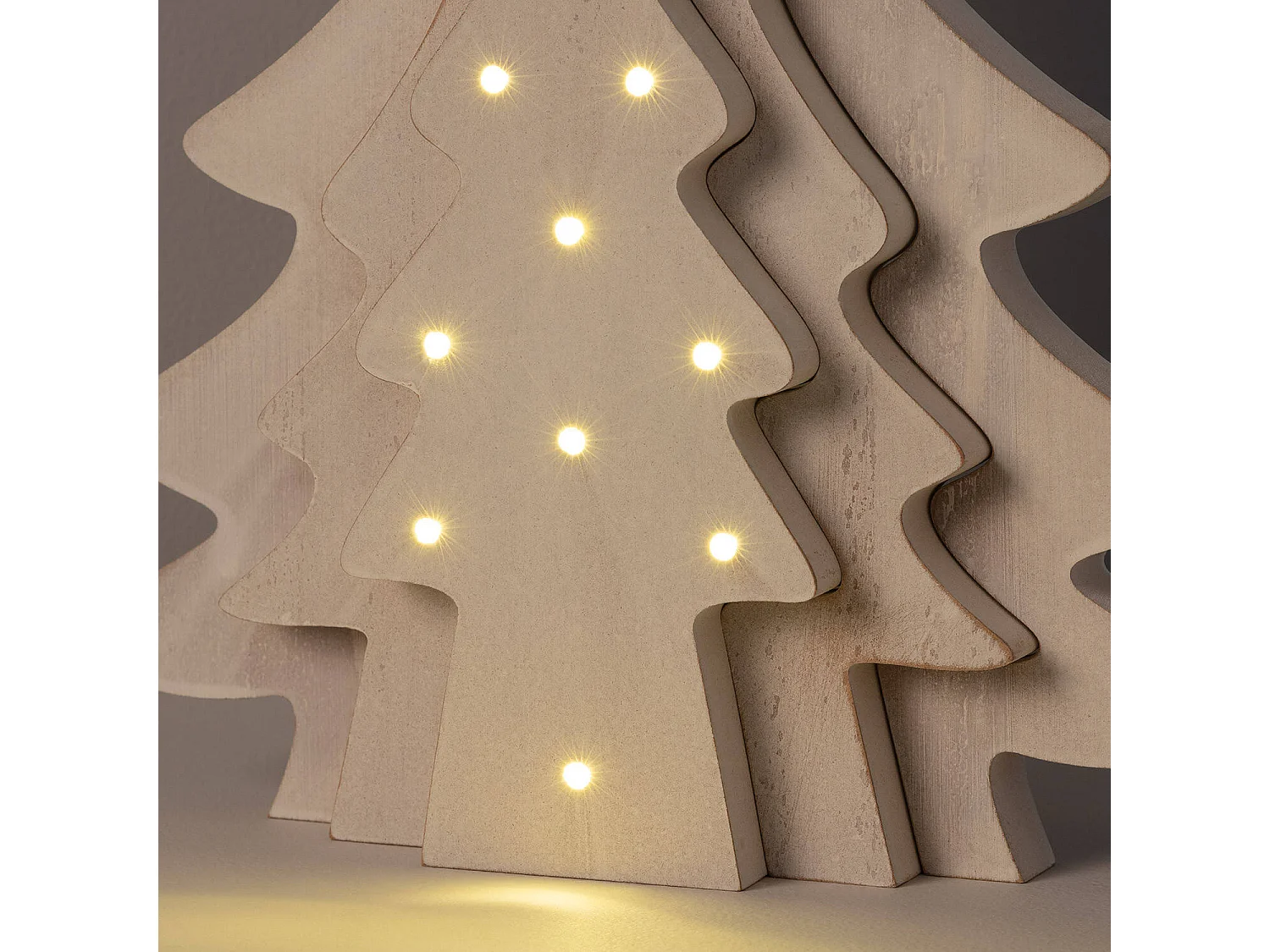 Albero di Natale LED Legno a Pile Kolm Bianco