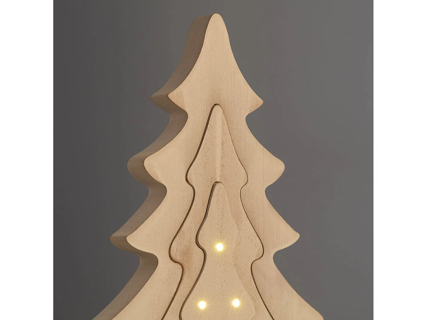 Albero di Natale LED Legno a Pile Kolm Bianco