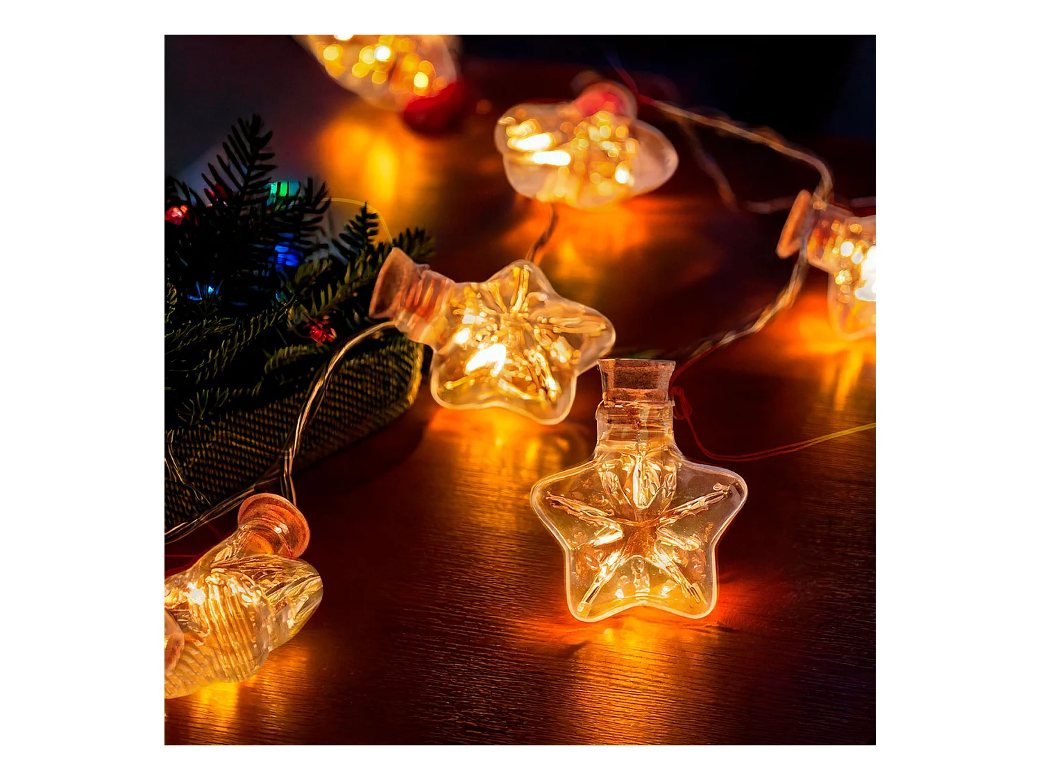 Guirnalda LED Estrellas con Batería Heryt 2700K Blanco Cálido
