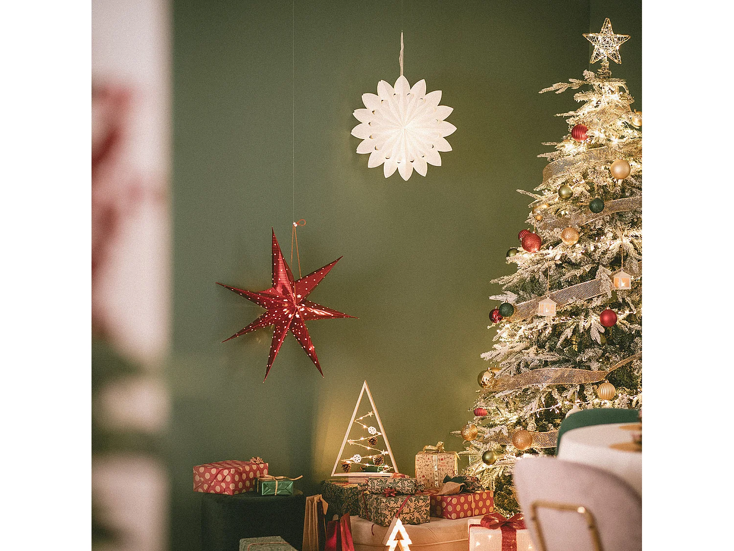 Stella di Carta LED a Pile a Cappella Bianco