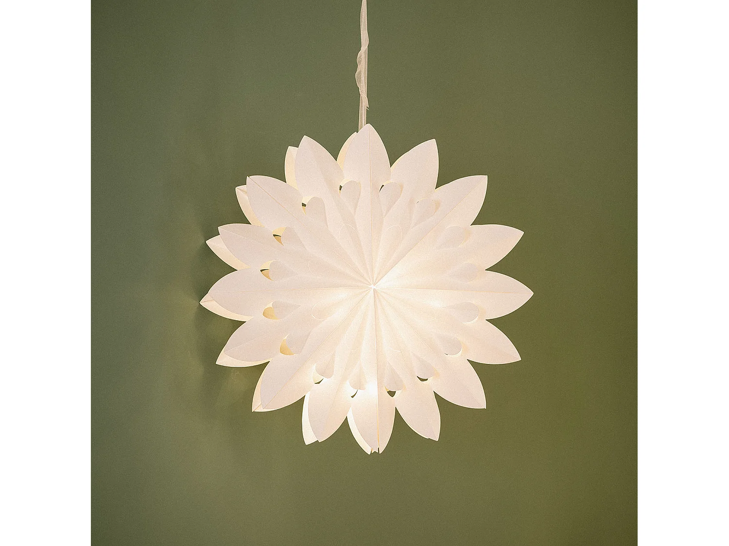 Stella di Carta LED a Pile a Cappella Bianco