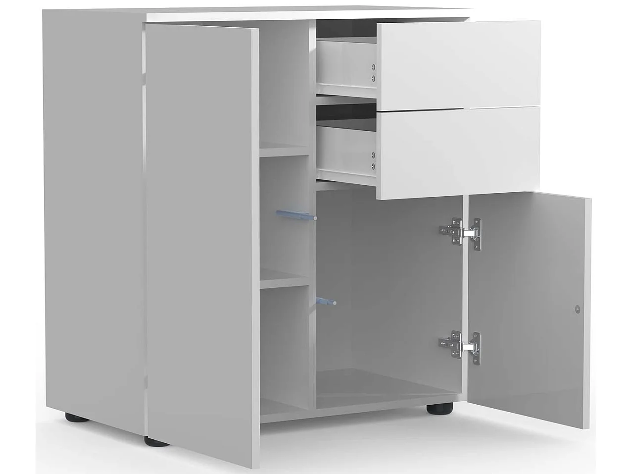 Cómoda de madeira VCM | aparador com 2 portas de batente e duas gavetas | dimensões H. 77 x L. 70 x P. 39cm - Dalosa (Branco)