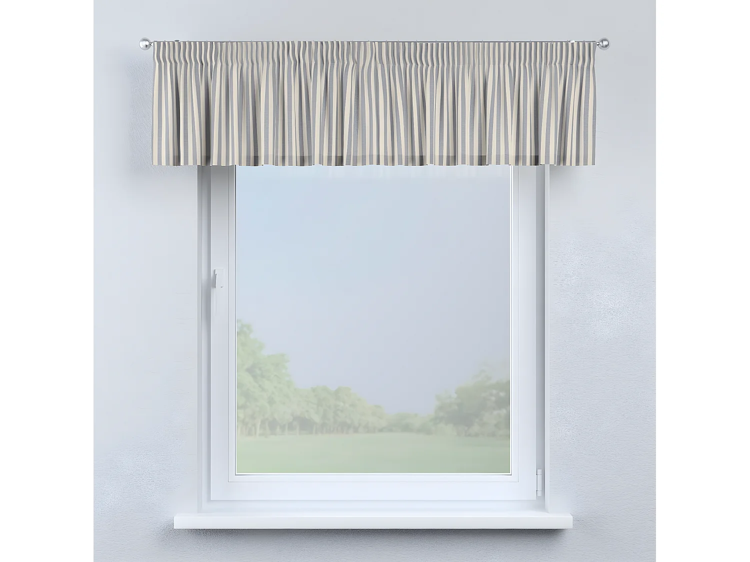 KURZGARDINE Quadro mit Kräuselband, dunkelblau und ecru, 260x40 cm