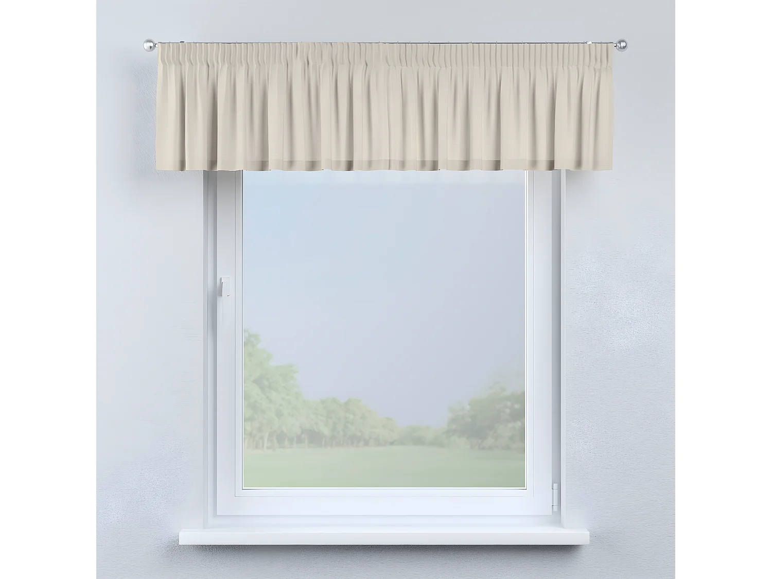 KURZGARDINE Leinen mit Kräuselband, natur, 130x40 cm