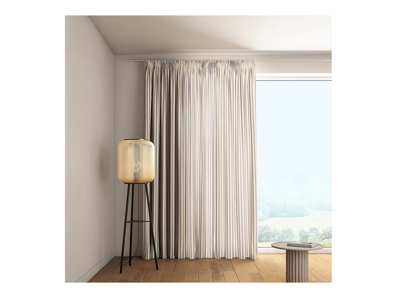 VORHANG Quadro dunkelblau und ecru, 130x245 cm