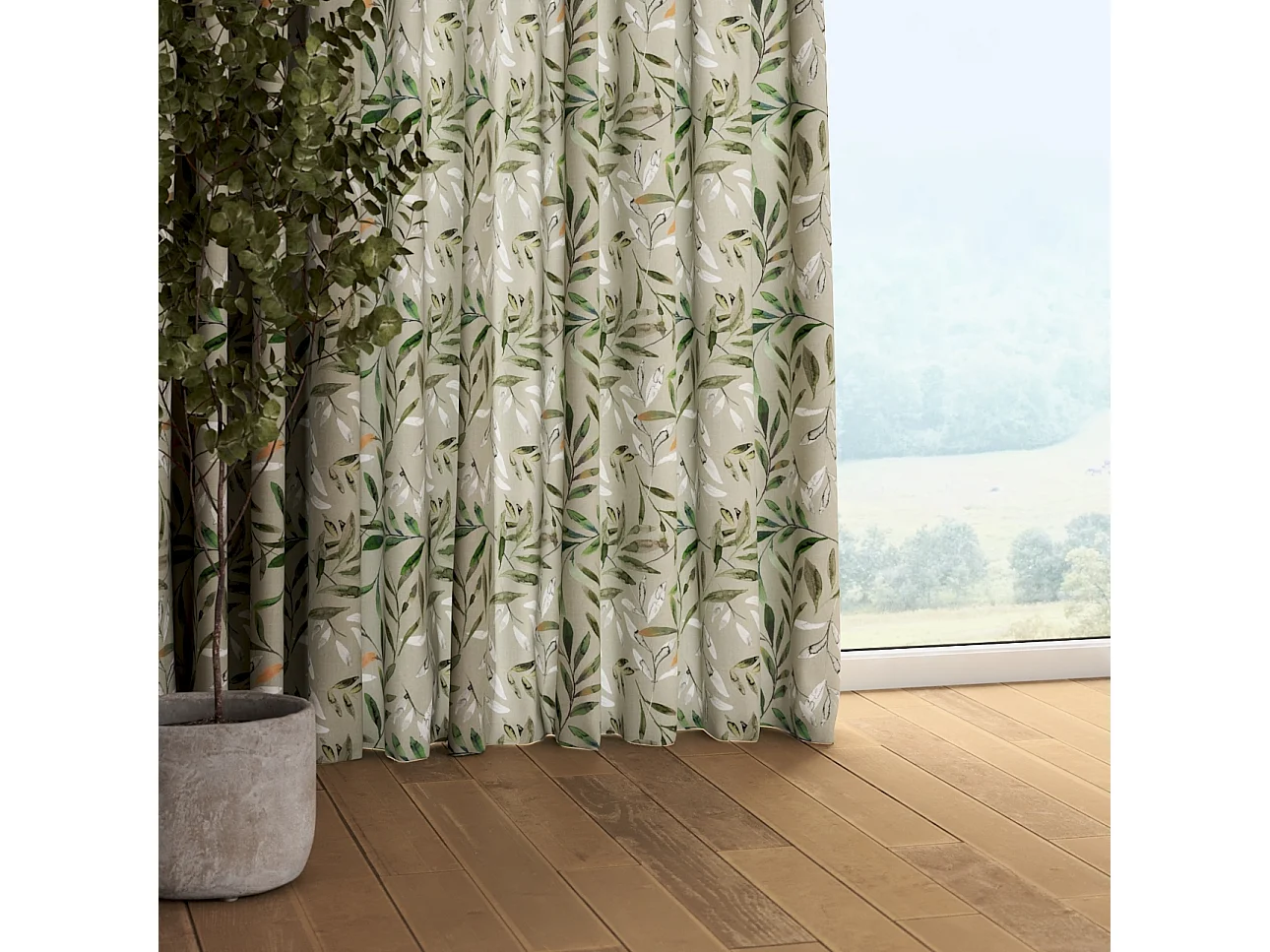 VORHANG Eden grau und grün, 130x245 cm