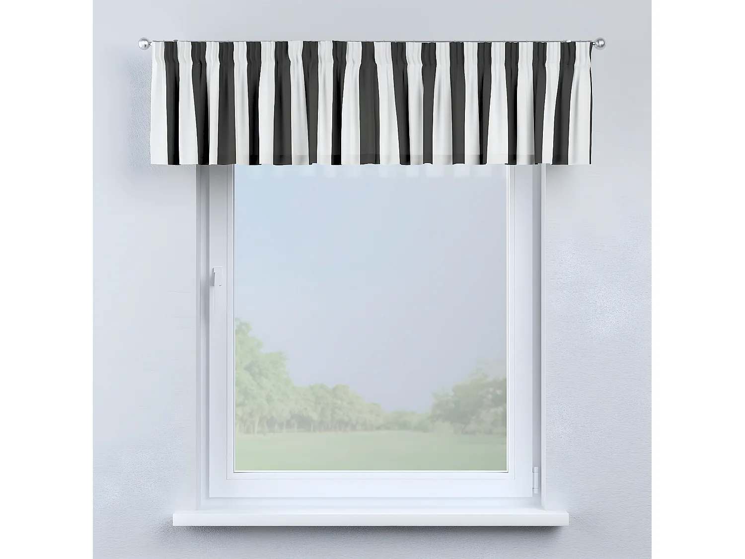 KURZGARDINE COMICS mit Kräuselband, schwarz und weiß, 260x40 cm