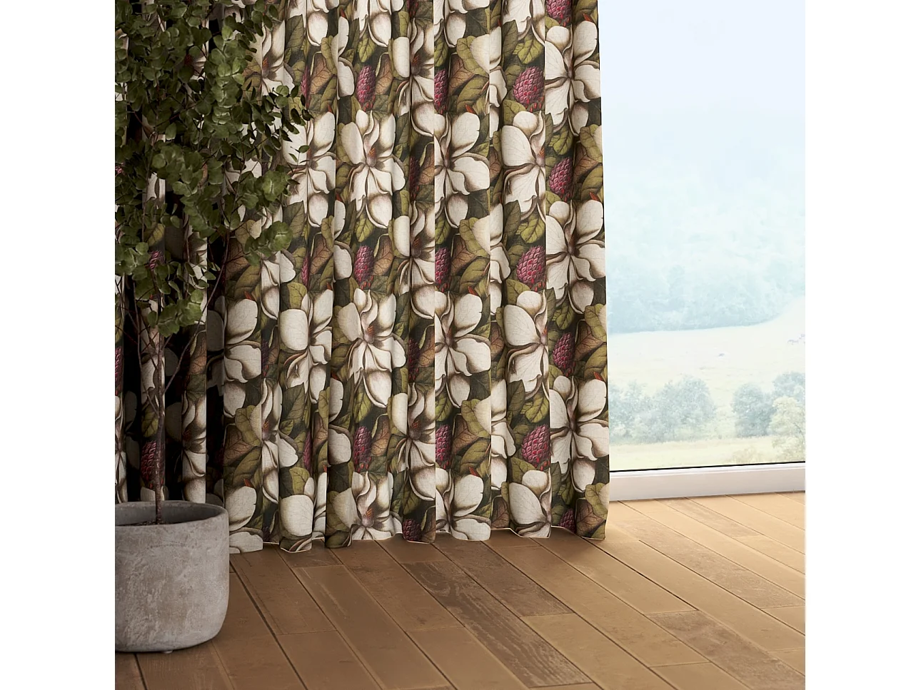 VORHANG Eden grün und beige, 130x245 cm