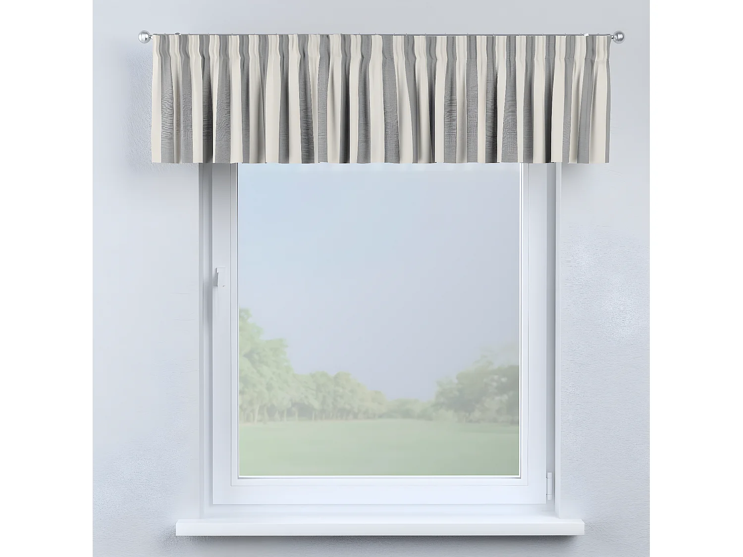 KURZGARDINE Quadro mit Kräuselband, braun und weiß, 260x40 cm