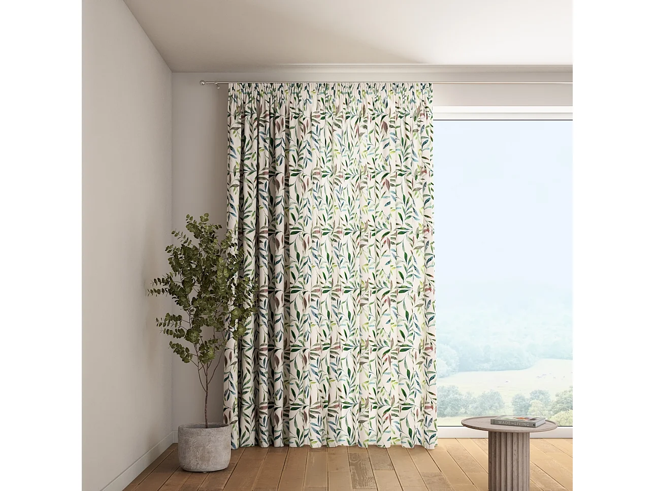 VORHANG Eden weiß und grün, 130x245 cm