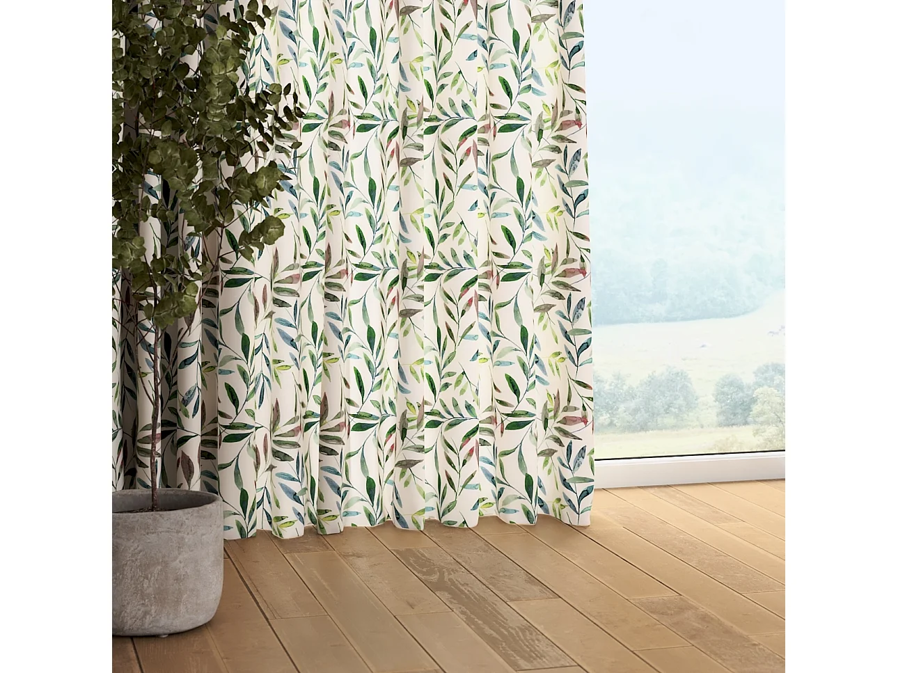 VORHANG Eden weiß und grün, 130x245 cm