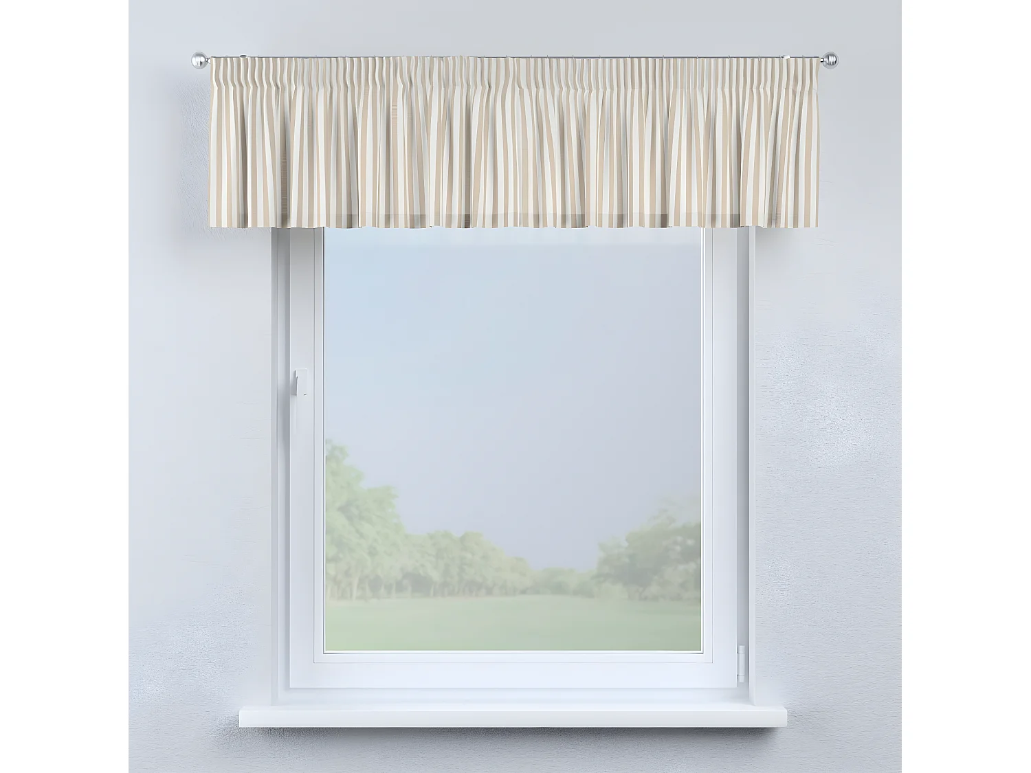 KURZGARDINE Quadro mit Kräuselband, braun und weiß, 260x40 cm