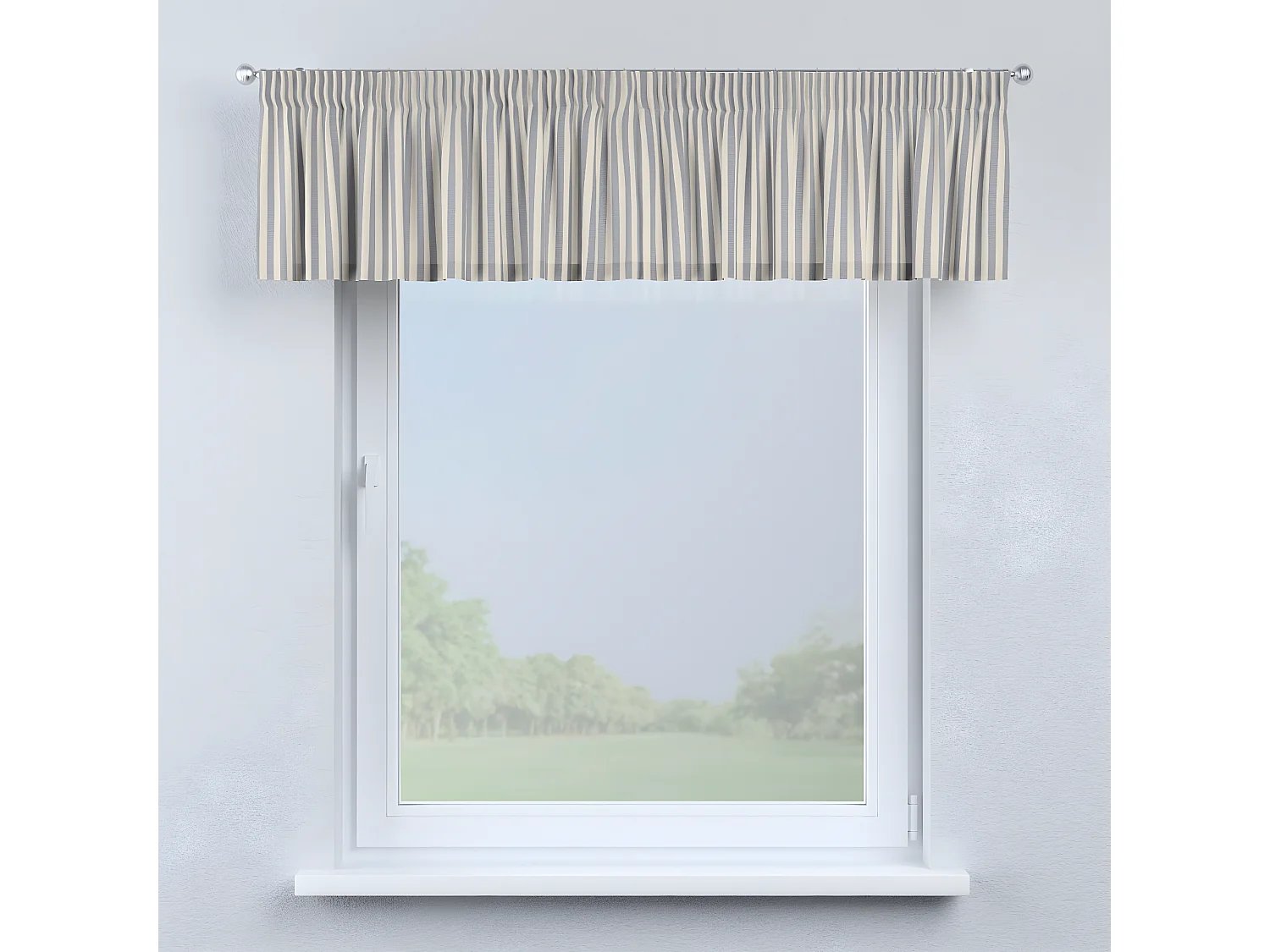 KURZGARDINE Quadro mit Kräuselband, dunkelblau und ecru, 390x40 cm