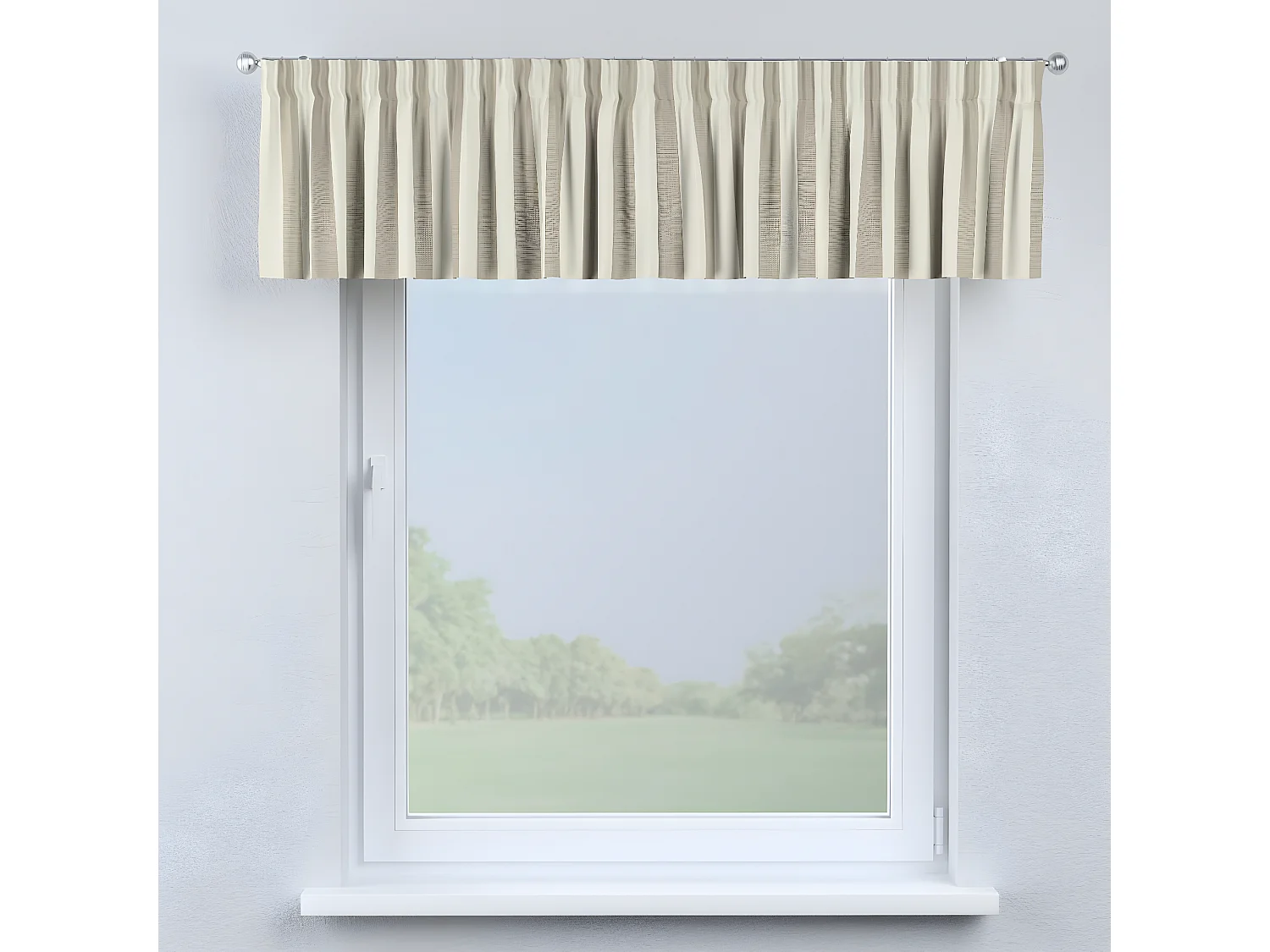 KURZGARDINE Quadro mit Kräuselband, weiß und beige, 130x40 cm