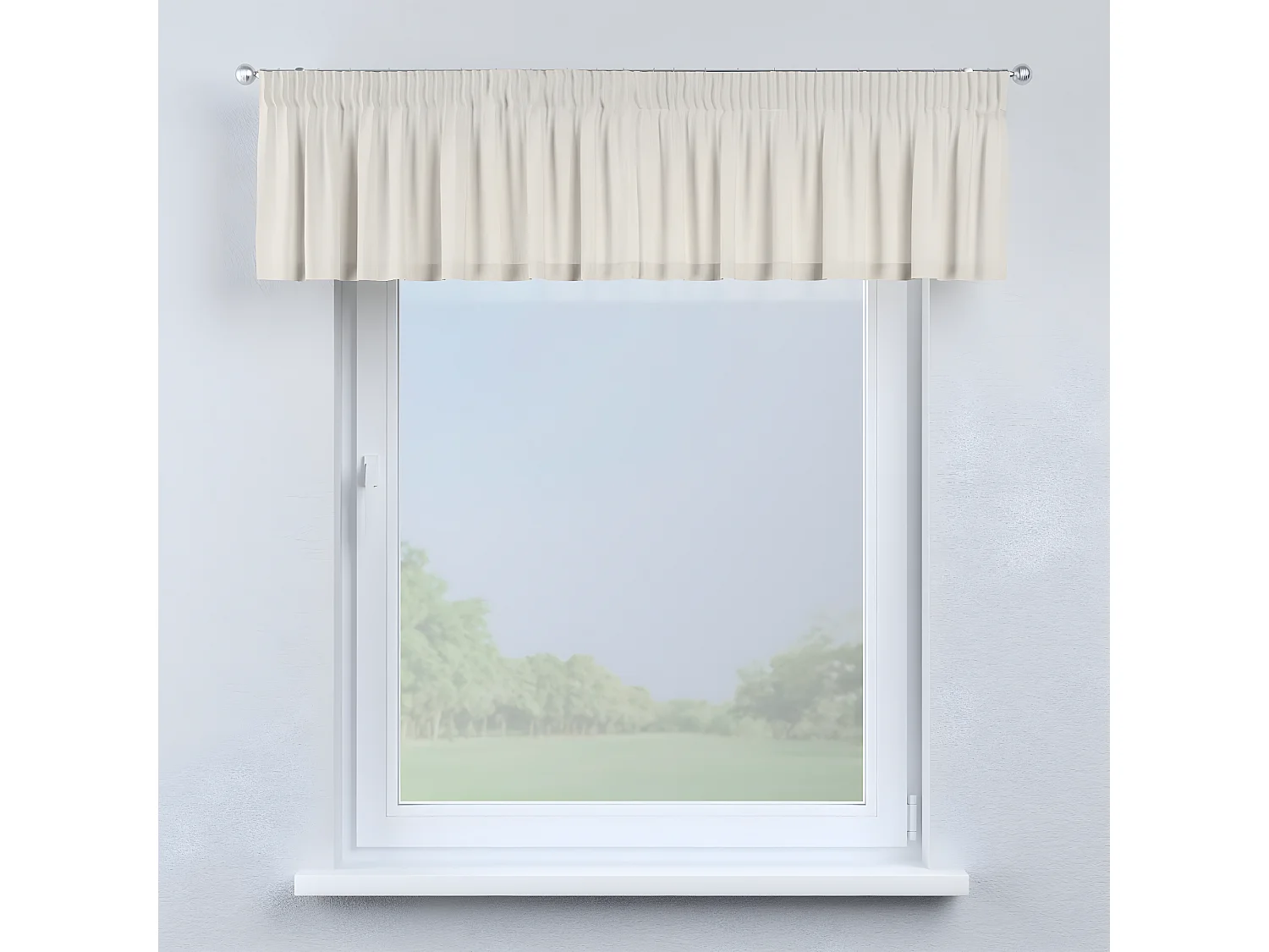 KURZGARDINE Loneta mit Kräuselband, grau und beige, 260x40 cm