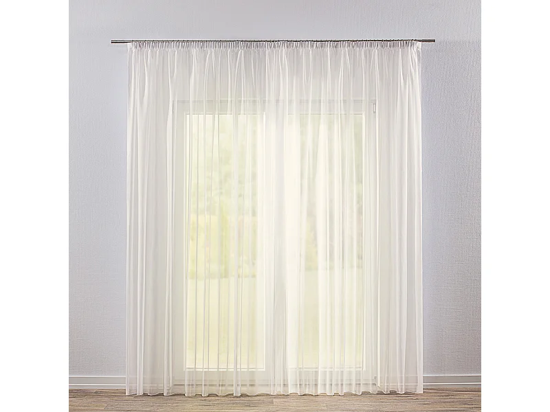 GARDINE Voile mit Kräuselband und Bleiband, ecru, 300x265 cm