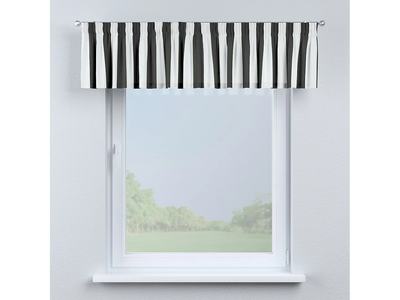 KURZGARDINE COMICS mit Kräuselband, schwarz und weiß, 130x40 cm