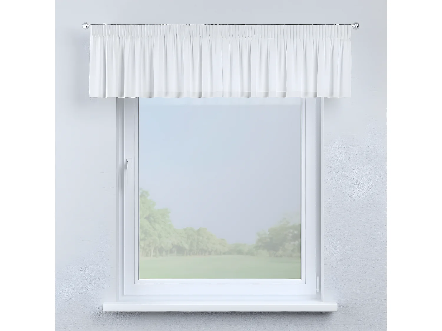 KURZGARDINE Loneta mit Kräuselband, weiß, 390x40 cm