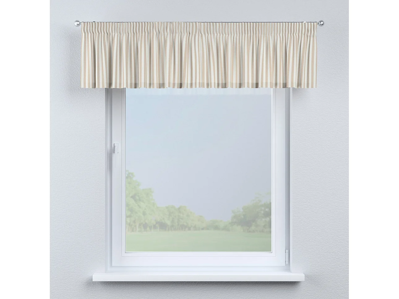 KURZGARDINE Quadro mit Kräuselband, braun und weiß, 130x40 cm