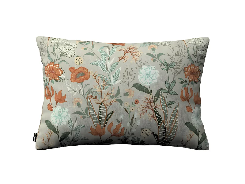 KISSENHÜLLE FLOWERS grau und rosa, 60x40cm