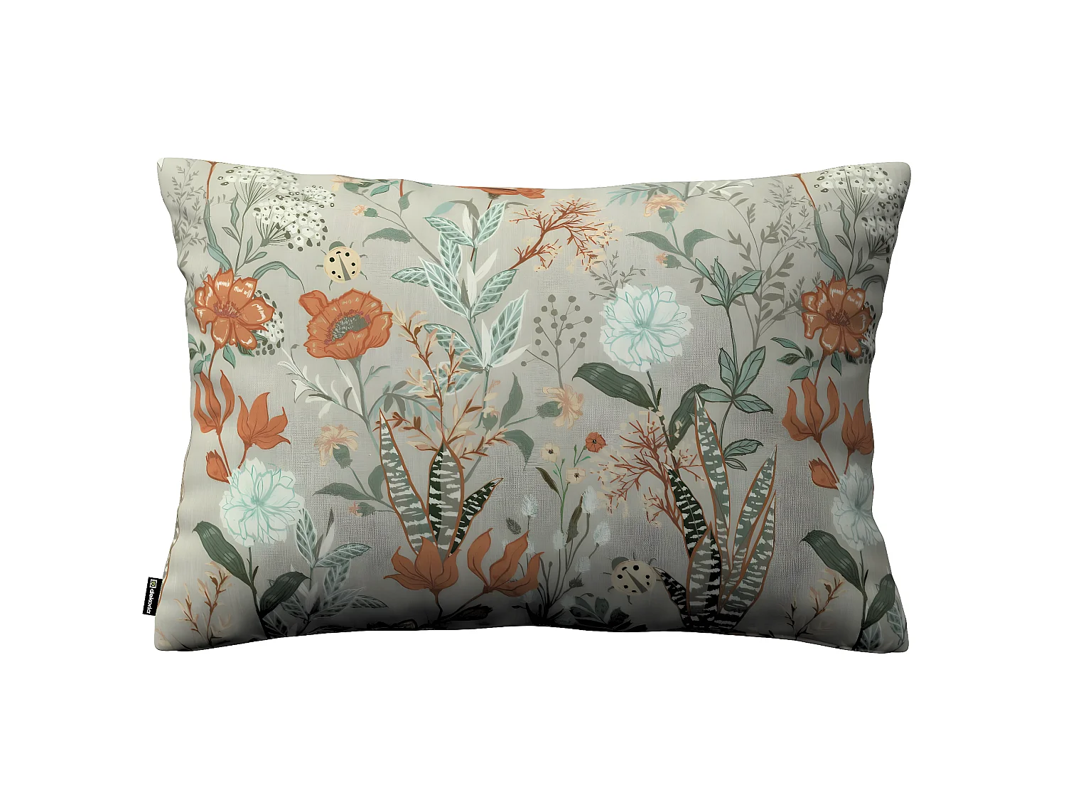 KISSENHÜLLE FLOWERS grau und rosa, 60x40cm