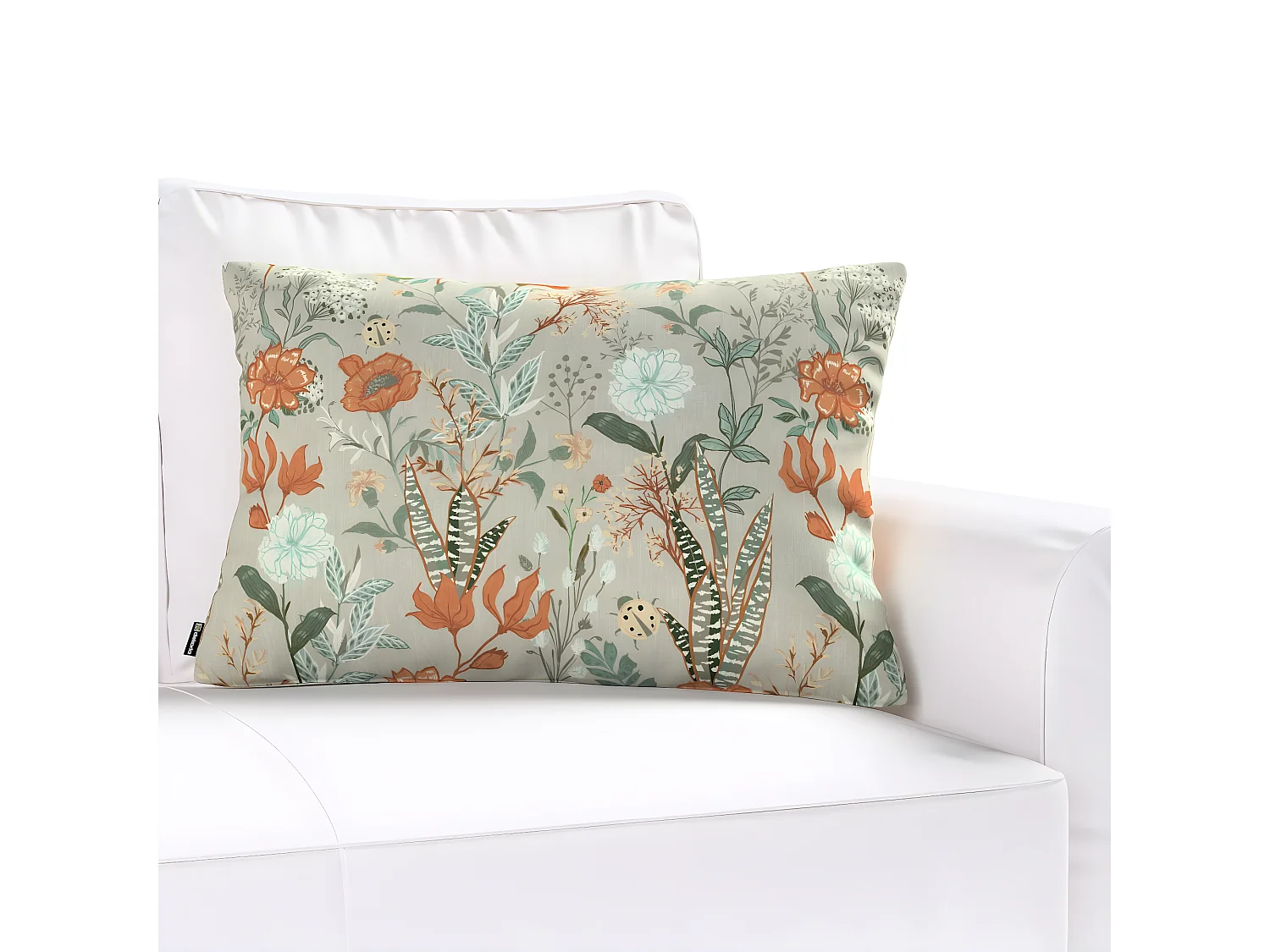 KISSENHÜLLE FLOWERS grau und rosa, 60x40cm