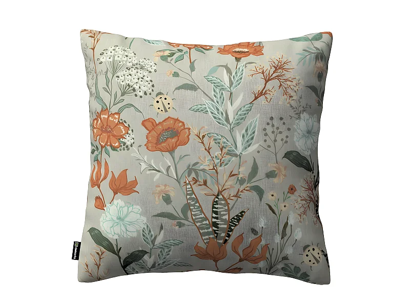 KISSENHÜLLE FLOWERS grau und rosa, 50x50cm