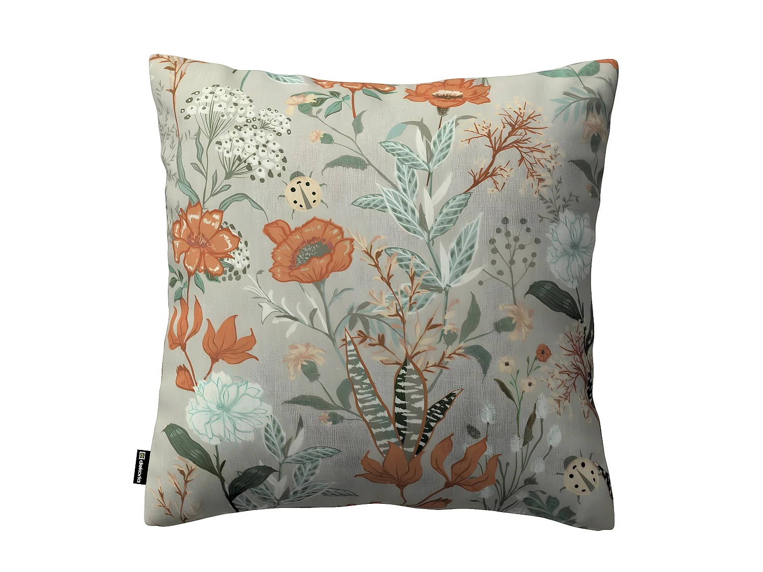 KISSENHÜLLE FLOWERS grau und rosa, 50x50cm