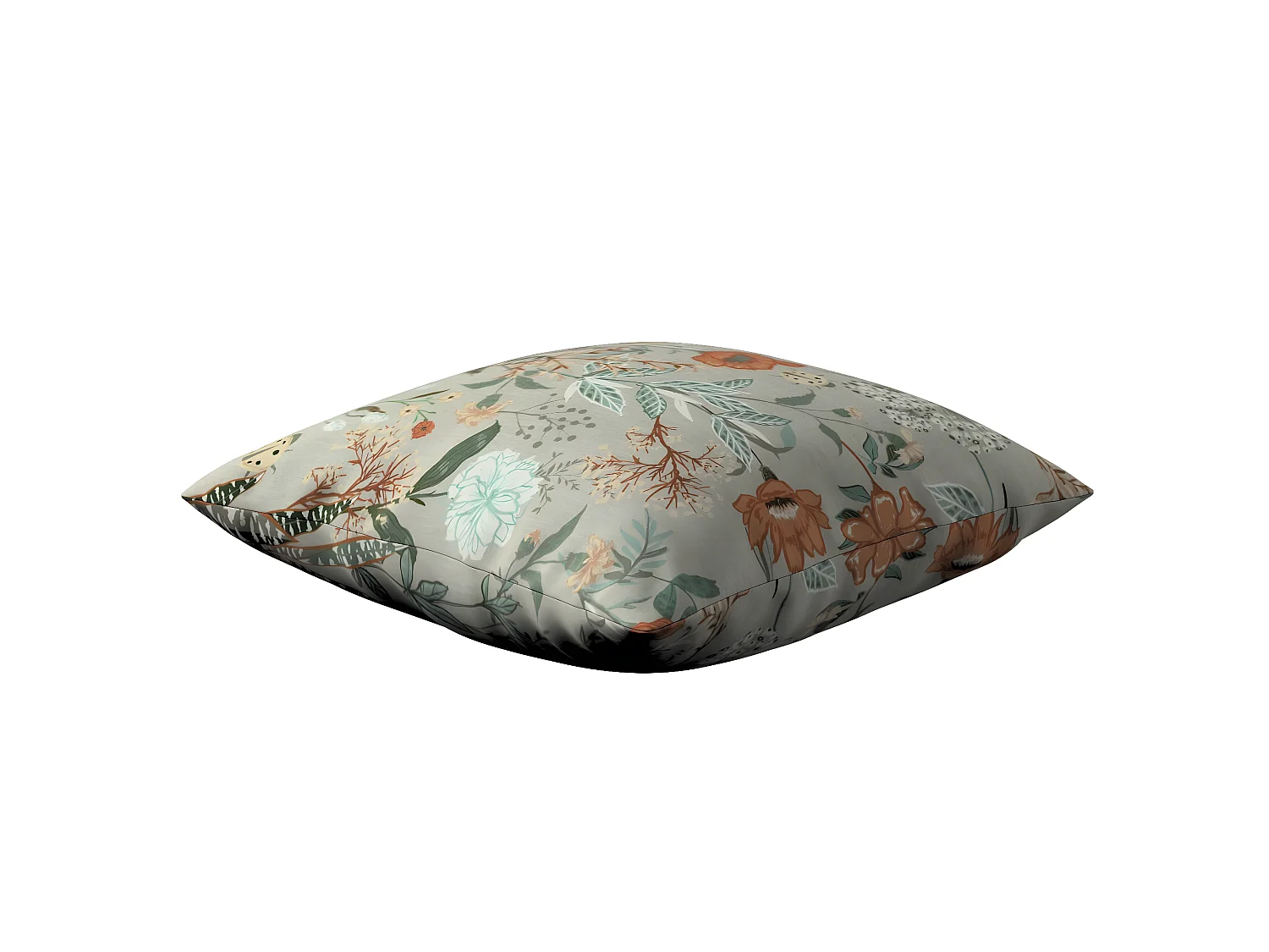 KISSENHÜLLE FLOWERS grau und rosa, 50x50cm