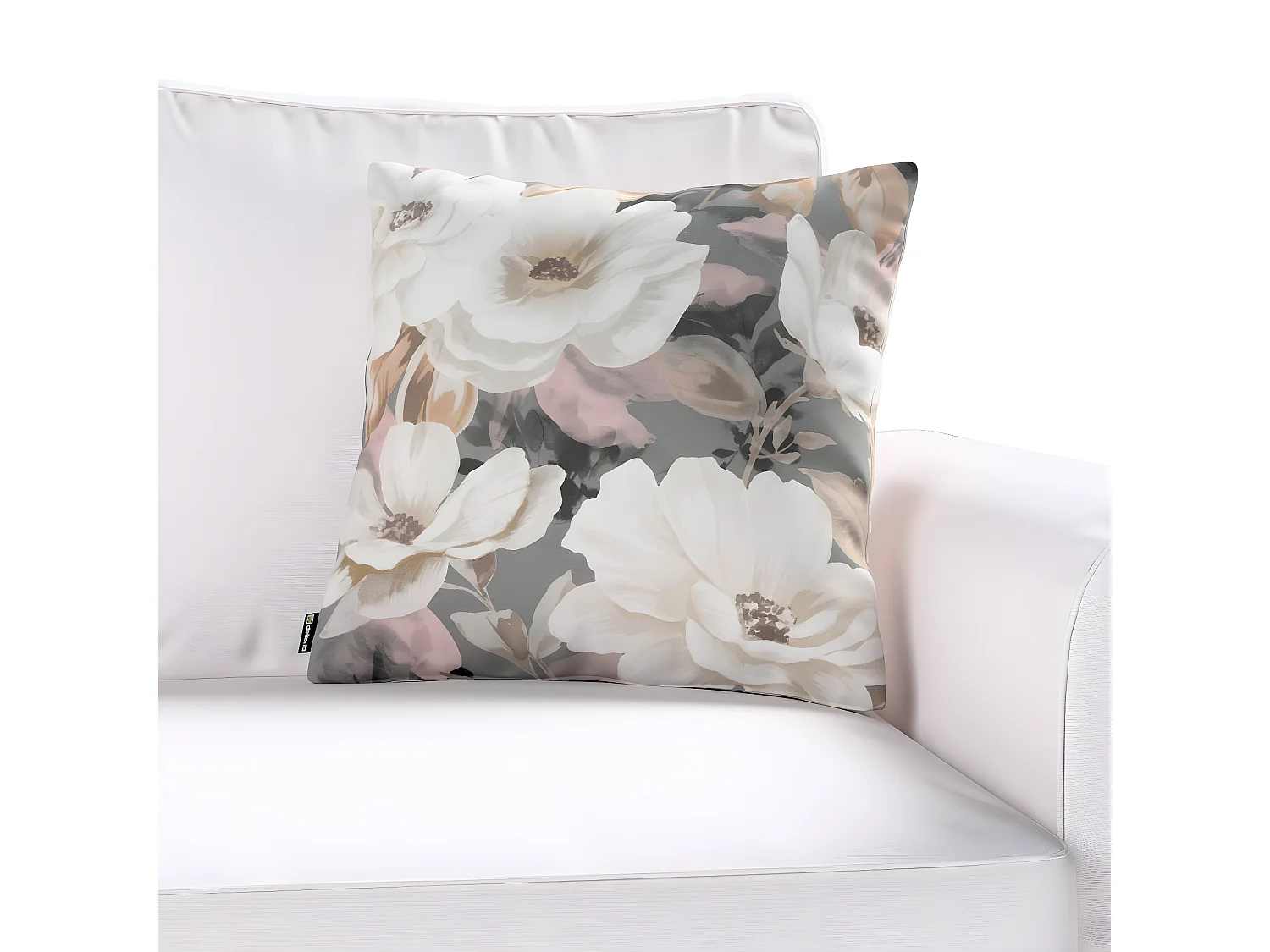 KISSENHÜLLE Gardenia grau und rosa, 43x43cm