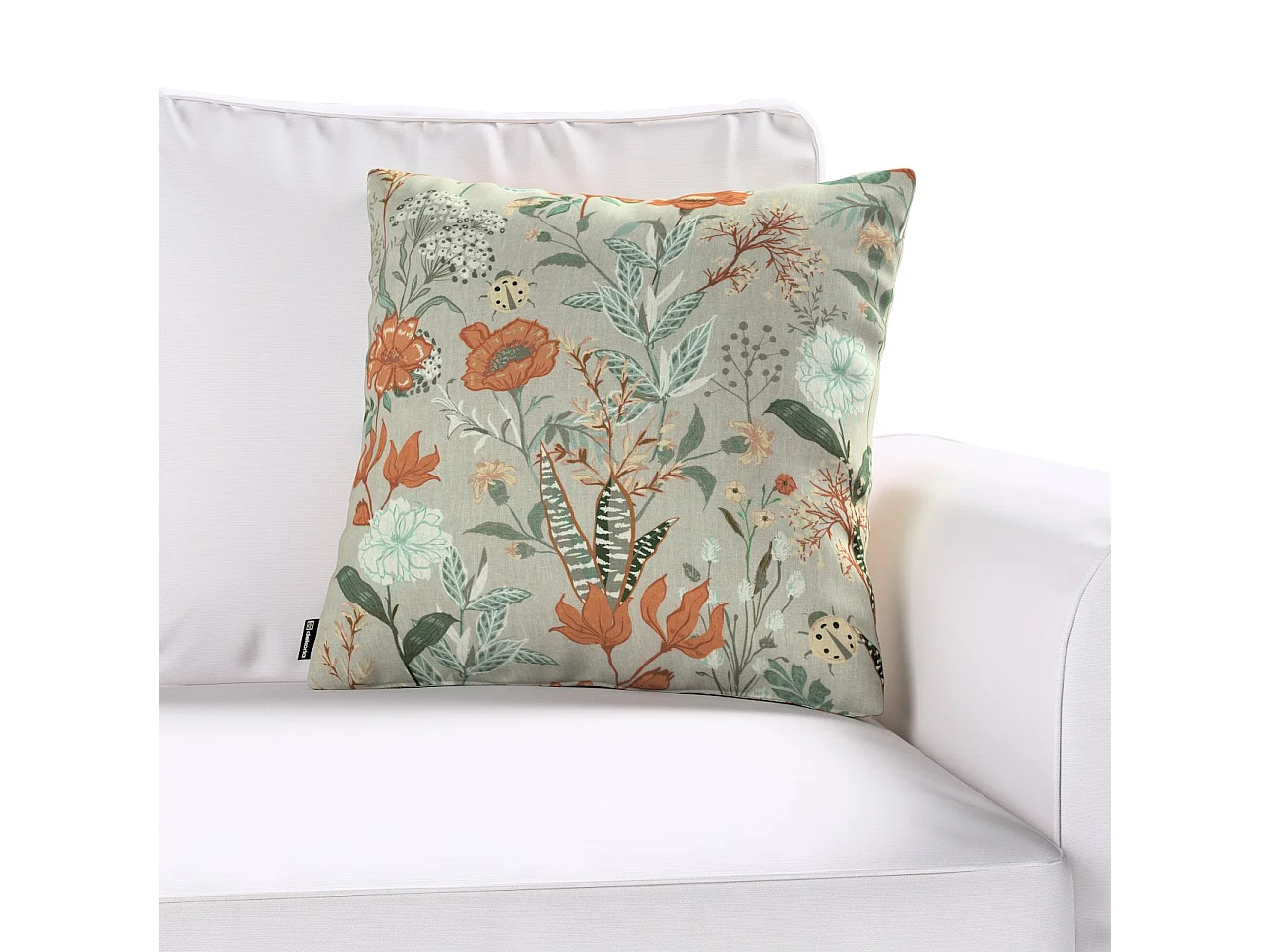 KISSENHÜLLE FLOWERS grau und rosa, 43x43cm