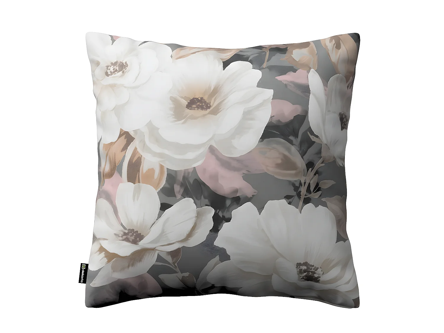 KISSENHÜLLE Gardenia grau und rosa, 50x50cm